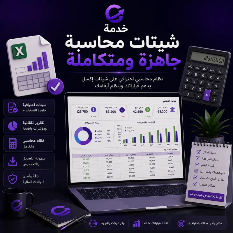 Ready-made professional accounting spreadsheets service - شيتات محاسبة
